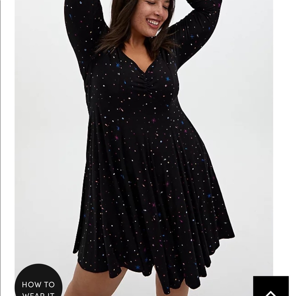 Torrid Soft Black Stars Skater Dress